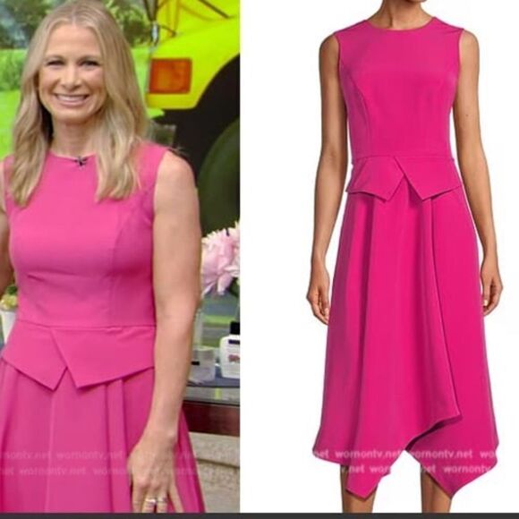 Kay Unger New York Sleeveless Handkerchief Crepe Midi Dress size 8 NWT $288 - Picture 2 of 9